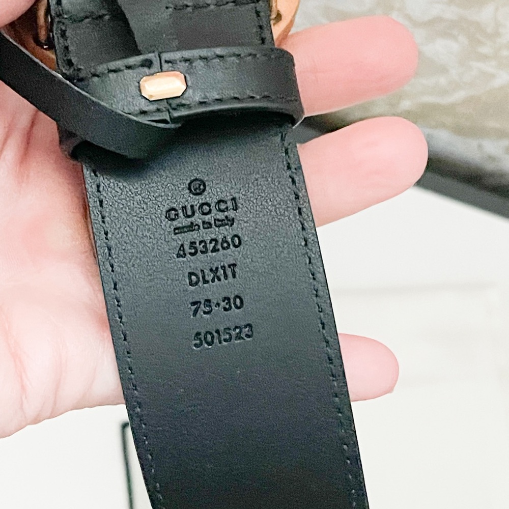 Gucci Marmont GG Pearl Black Calfskin Leather Belt - Picture 7 of 7